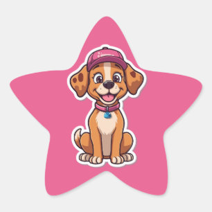 Étoile Sweet Cartoon Chien - Happy Puppy dans Sticker Cas