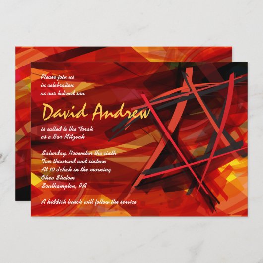 ÉTOILE TRANSPARENTE Bat Bar Mitzvah Invitation rou (Devant / Derrière)