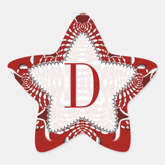 Étoile Tribal Batik Monogramme Red Star Sticker (Devant)