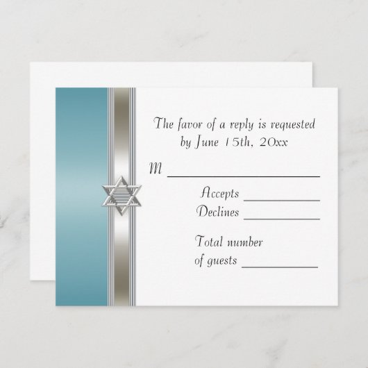 Étoile turquoise de David RSVP (Devant / Derrière)