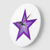 Étoile violette horloge ronde blanche (Angle)
