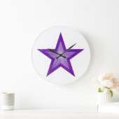 Étoile violette horloge ronde blanche (Maison)