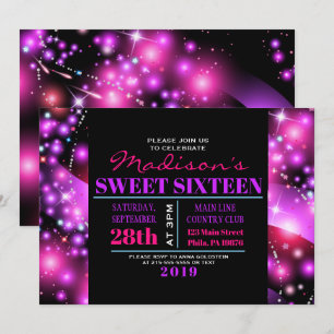 ÉTOILES À COULEUR ROSE Sweet sixteen 16 Invitation