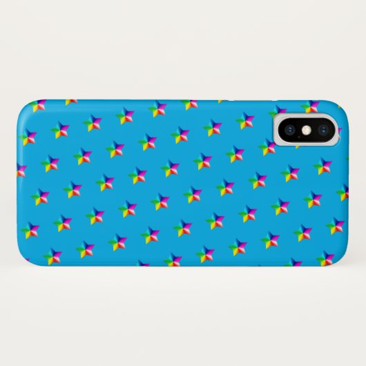 étoiles arc-en-ciel sur aqua Coque-Mate coque ipho (Dos (Horizontal))