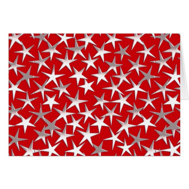 Étoiles argentées sur rouge foncé (Devant Horizontal)