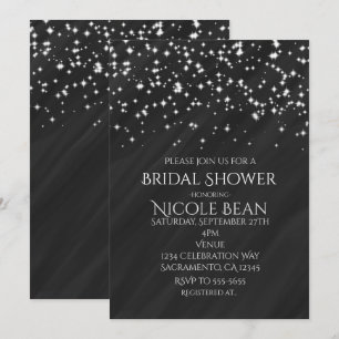 Étoiles Black & Sparkle Invitations Élégantes et G
