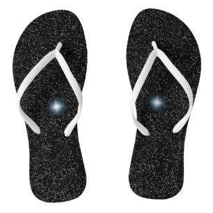 Étoiles blanches en argent et Flash sur tongs noir