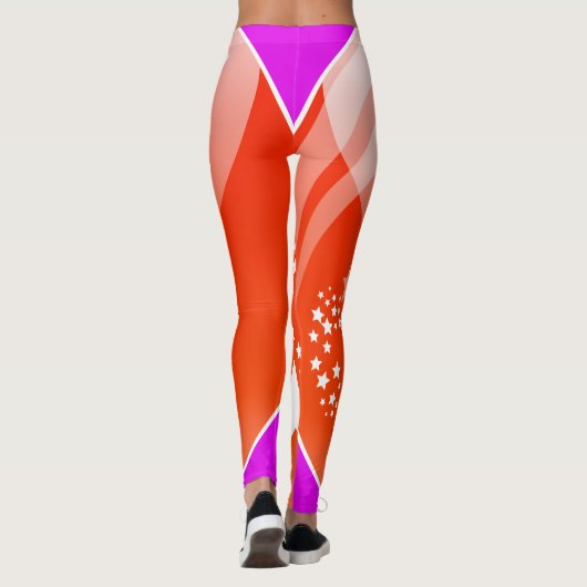 Étoiles blanches et Leggings orange (Dos)