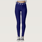 Étoiles blanches modernes sur des leggings bleu ma (Devant)
