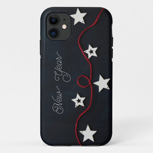 Étoiles blanches sur coque iphone de surface noire (Dos)