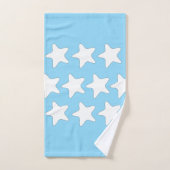 Étoiles blanches sur fond bleu clair (Serviette à main)