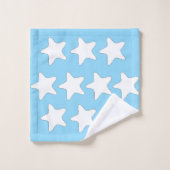 Étoiles blanches sur fond bleu clair (Gant de toilette)