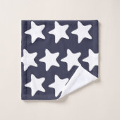 Étoiles blanches sur fond bleu marine (Gant de toilette)