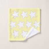 Étoiles blanches sur fond jaune (Gant de toilette)