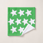 Étoiles blanches sur fond vert (Gant de toilette)