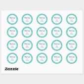 Étoiles blanches Turquoises rétro Stickers Merci m (Feuille)