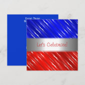 Étoiles Bleu Blanc Rouge Résumé Invitation de Fête (Devant / Derrière)