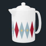 Etoiles bleu rouge jaune avec Diamants Retro MCM<br><div class="desc">Cette fabuleuse théière moderne du milieu du siècle présente des diamants bleus et rouges aux étoiles crème. C'est une excellente façon d'ajouter du plaisir à votre cuisine!</div>