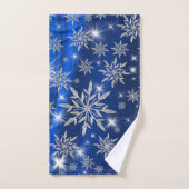 Étoiles bleues de Noël avec le cristal de glace (Serviette à main)