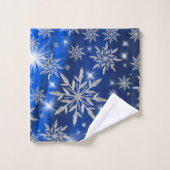 Étoiles bleues de Noël avec le cristal de glace (Gant de toilette)