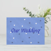 Étoiles bleues et blanches Invitations de mariage  (Debout devant)