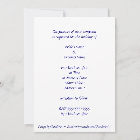 Étoiles bleues et blanches Invitations de mariage  (Dos)
