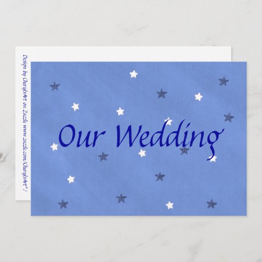 Étoiles bleues et blanches Invitations de mariage  (Devant / Derrière)