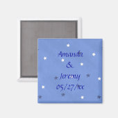 Etoiles bleues et blanches Magnet Réservez la date (Recto/Verso)