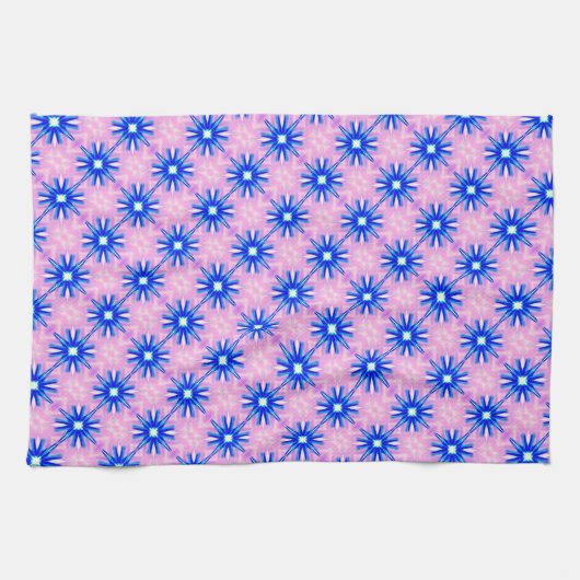 étoiles bleues joyeuses sur serviette rose (Horizontal)