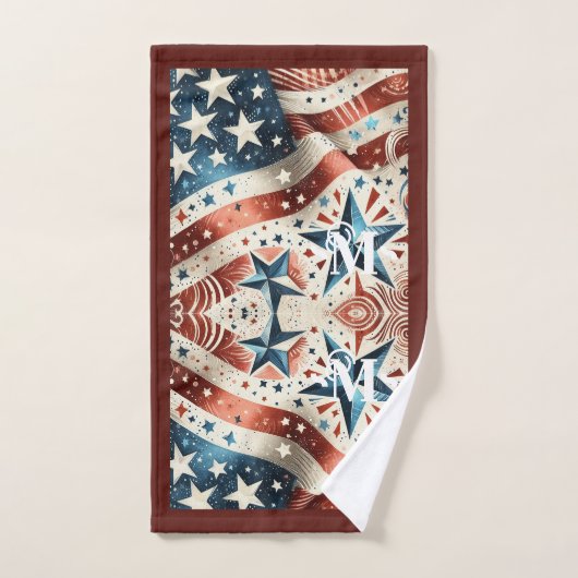 Étoiles brillantes rouges blanches et bleues et mo (Serviette à main)