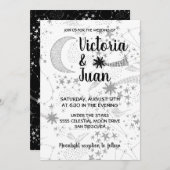 Étoiles célestes et lune Invitations de mariage (Devant / Derrière)