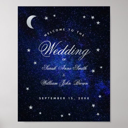 Etoiles célestes et lune Mariage bleu Affiche de b (Devant)
