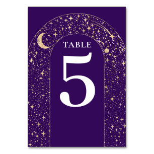 Étoiles célestes Mariage violet Carte Numéro de ta