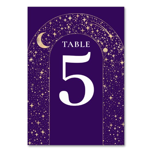 Étoiles célestes Mariage violet Carte Numéro de ta (Par défaut)