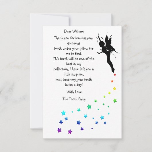 Étoiles Colorées Personnalisées Merci Fée des Dent (Devant)