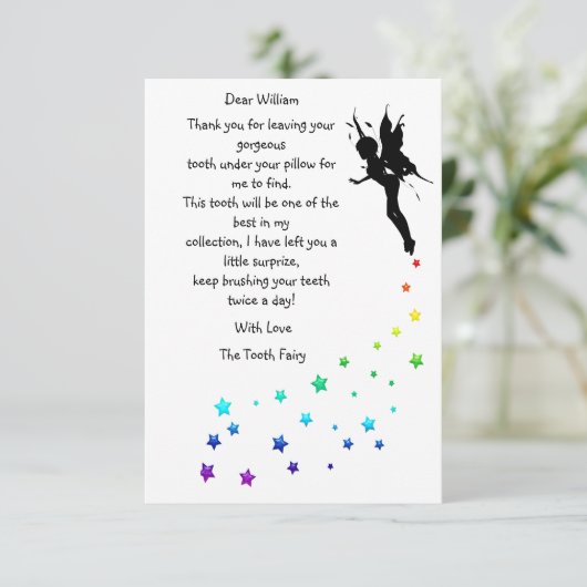 Étoiles Colorées Personnalisées Merci Fée des Dent (Debout devant)