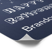 Étoiles Confetti Argent Retraite sur affiche bleue (Coin)