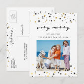 Étoiles Confetti Or | Carte postale Holiday Photo (Devant / Derrière)