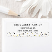 Étoiles Confetti Or | Étiquette d'adresse de retou (En situation)