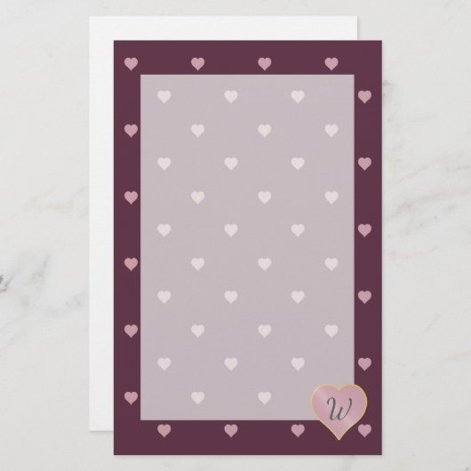 Étoiles dans les coeurs sur la papeterie du port (Devant / Derrière)