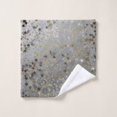 Étoiles d'argent en or brillant sur argent (Gant de toilette)