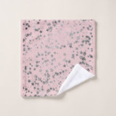 Étoiles d'argent Whimsical amusant sur rose (Gant de toilette)