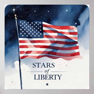Étoiles de la liberté Poster de nuit patriotique I
