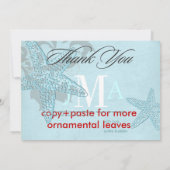 Étoiles de mer, Cartes de remerciement Monogram, P (Dos)