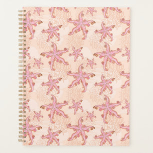 Étoiles de mer et corail motif pastel rose