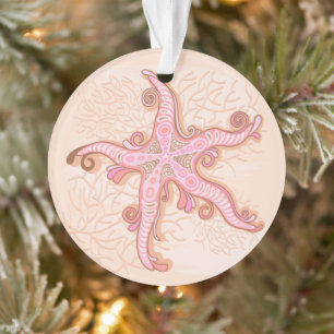 Étoiles de mer et corail rose motif pastel