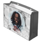 Étoiles de neige - Blanc, Gris - Sac cadeau (Dos Angle)