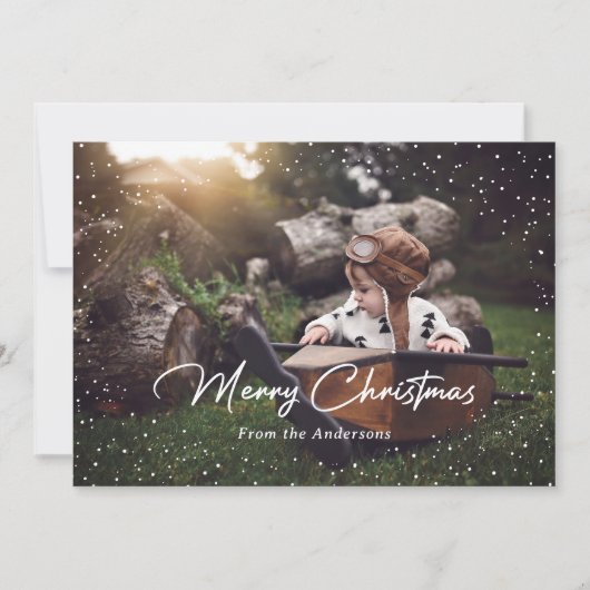 Étoiles de neige bleu personnalisées Cartes de Noë (Devant)