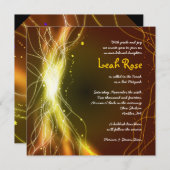 ÉTOILES DE NEON Bat mitzvah Invitation OR (Devant / Derrière)