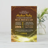 ÉTOILES DE NEON Bat mitzvah Invitation OR (Debout devant)